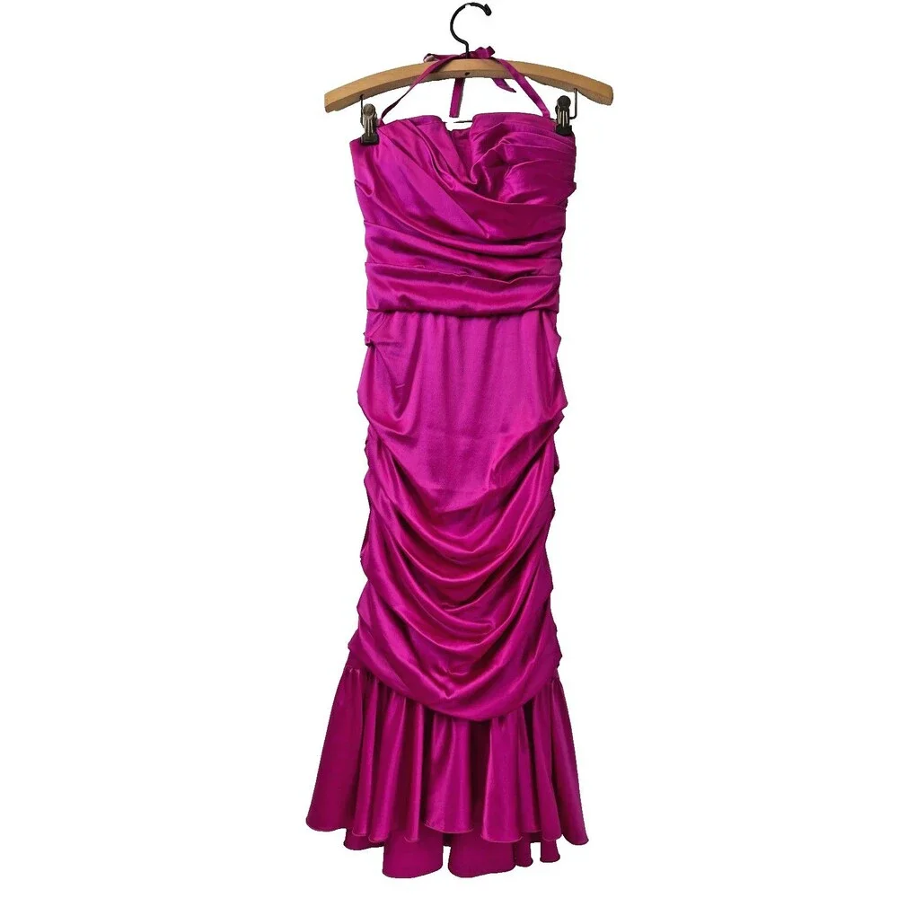 Dolce & Gabbana Fuchsia Silk Ruched Corset Mermaid Gown IT 40 US 4